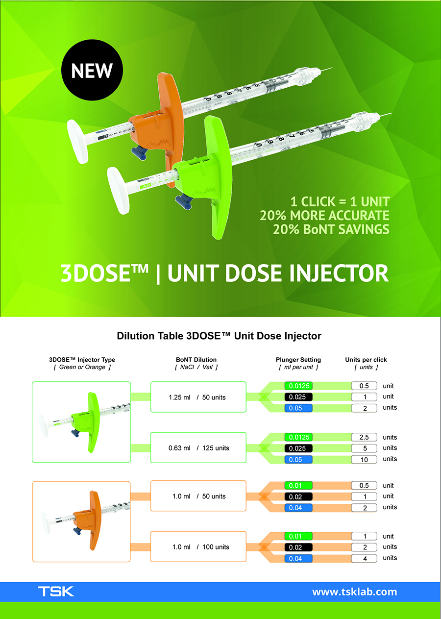 3 DOSE™ Unit Auto-Doseuse VLOW Seringue Botox Verte/Orange